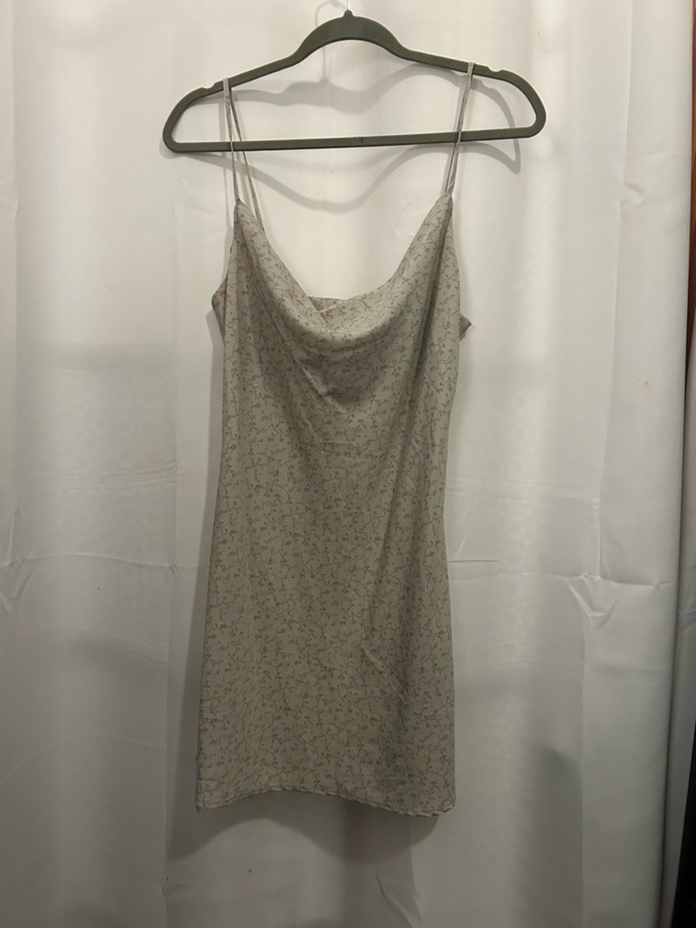 Delicate Floral Cowl Neck Slip Dress in Sea Green